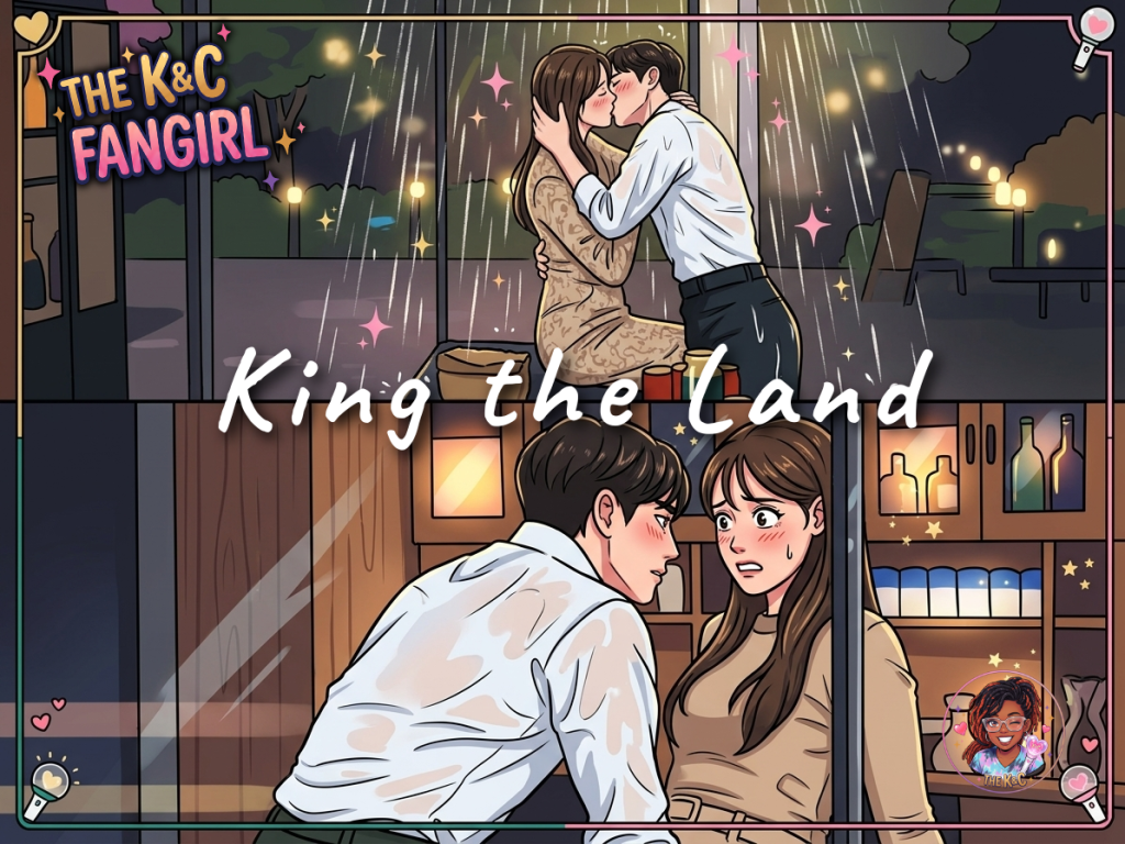 Goo Won and Cheon Sa-rang locked in an intense, lingering, rain-soaked kiss under the glowing hotel garden lights.